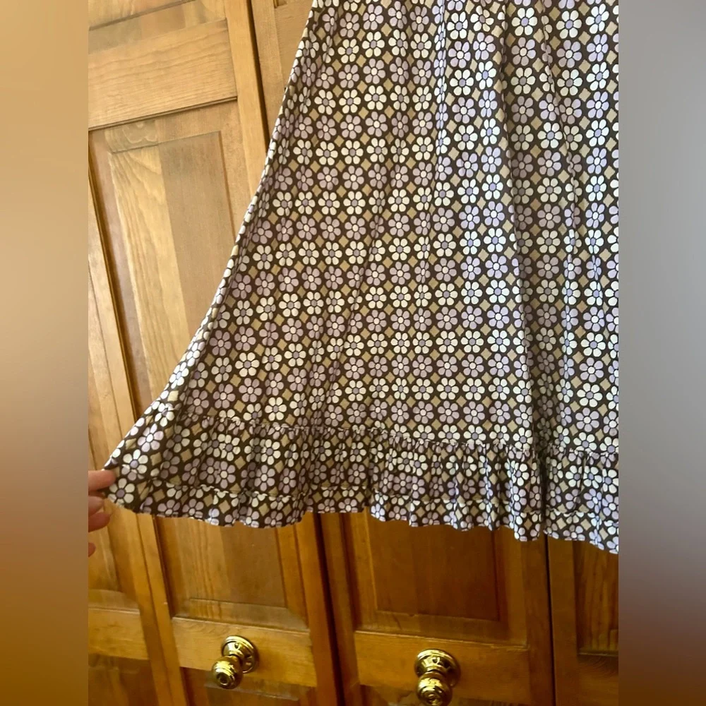 Gymboree Girl’s Sz 12 Brown and Purple Floral 100% Cotton Boho Ruffled Skirt